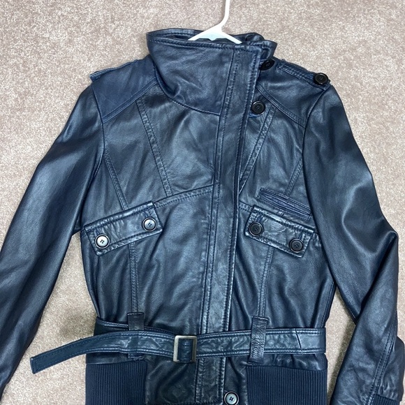 Pelle studio belted zip black leather jacket size med. - Picture 4 of 14